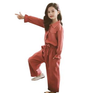 Meisjes kleding lading broek jas kleding voor lange mouw sets herfst mode kinderen kostuum 6 8 10 12 14 jaar 210528