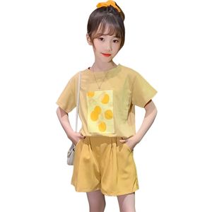 Ropa para niñas Camiseta floral + pantalón corto para verano Adolescente Estilo casual Niña infantil 210527