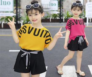 Girls Clothes Girls Summer Tenues Toddler Kids Fashion Set Top Shorts 4 5 6 7 8 9 10 11 12 13 14 ans T200707207O3873659