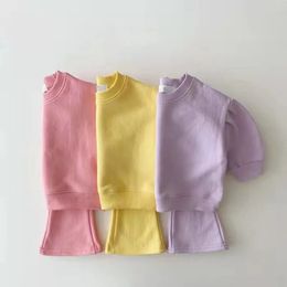 Meisjeskledingsets Koreaanse kinderen herfstsweater TopFlare broekpak trainingspak peuter babykleding jongens loungewear outfits 231220