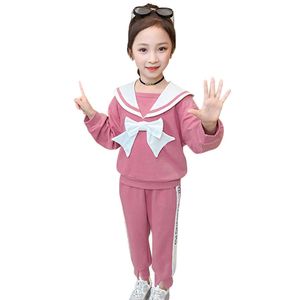 Meisjes Kleding Sweatshirt + Broek Kleding voor Patchwork Tracksuit Letter Kindertrainingsproblemen 6 8 10 12 14 210528