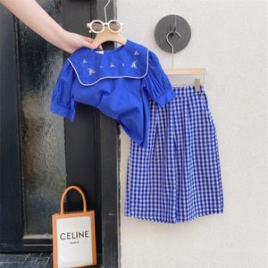 Conjunto de ropa para niñas Moda de verano Camisa de manga corta Pantalones de pierna ancha Trajes para niñas pequeñas Ropa para niños 2 piezas 2-7 años 220507