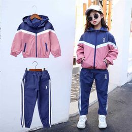 Girls Clothing Sets Teenage Autumn Tracksuit Kids Plus Size Sportswear Girls Suit kostuum Sportpakken 6 8 10 12 jaar