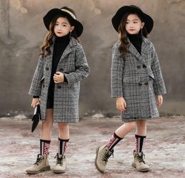 Coat de filles hivernaux coréens big enfants039S Version de poche en laine de laine