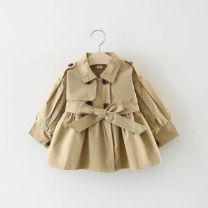 Manteau pour filles, veste pour enfants, vêtements pour enfants, printemps-automne, Style coréen, mignon, Long Trench, coupe-vent pour bébés filles, 231225