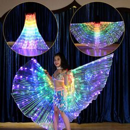 Filles colorées lumière LED ailes de danse du ventre Costume de papillon pour enfants Oriental indien danse du ventre Performance accessoires de danse filles Capes