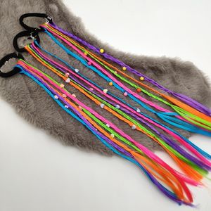 Meisjes kleurrijke pruik paardenstaart haar ornament pruik hoofdband rubberen bands elastische haarbanden hoofddeksels kinderen twist vlecht touw 0104