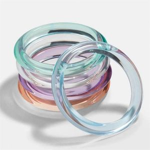 Brazaletes acrílicos acéticos de verano para niñas, pulseras transparentes, brazalete de resina transparente a la moda para mujeres 181o