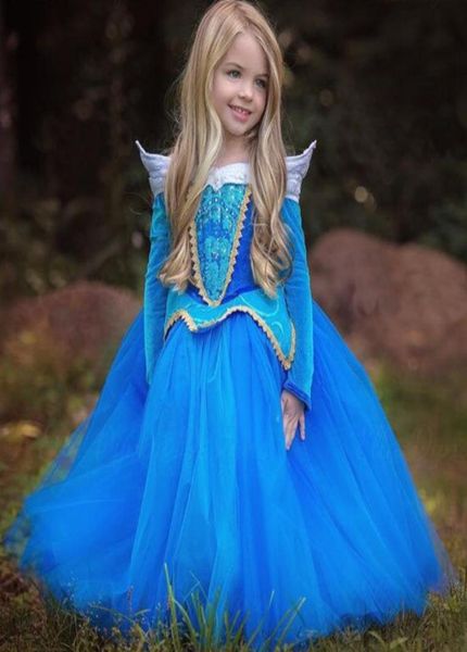 Abiti cosplay per ragazze Bambini Principessa Aurora Maniche lunghe Soffici abiti tutu Halloween e Natale Abbigliamento per bambini1717240