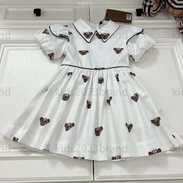 Cotillo de algodón 2024SS Vestido de mangas de hojaldre Vestidos deportivos de alta gama Diseñador de marca de princesa para niños plisados 90-160 cm Faldas de moda es S