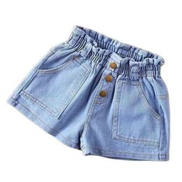 Meisjes katoen denim jeans shorts kinderen dunne zachte broek jeans kinderen kinderen casual kleding kleding P162 210622