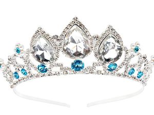 Tiara de cristal para niñas, corona de cumpleaños dorada, diadema de perlas para niños, peluquín de princesa con diamantes de imitación grandes para mujeres, accesorios para el cabello de boda, disfraz de fiesta, accesorios para cosplay