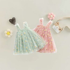 Meisjes Daisy bloemenjurken voor zomer 2022 Baby verjaardag mesh kinderfeest cosplay prinses jurk kinderen casual kleding