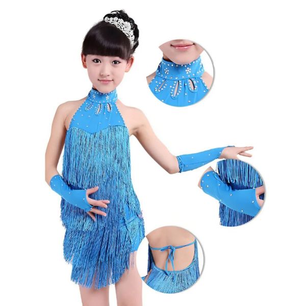 Girls Dance Outfits Belly Dance Tango Jupe Carnaval Wearwear Latin Salsa Costumes Tassel Dancing Robe