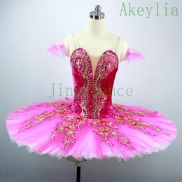 Filles Rose Foncé Ballerine Sucre Prune Fée Professionnel Pancake Ballet Costumes De Scène Rose Rouge Fleur Fée Ballet Tutu Pour Les Femmes 294i