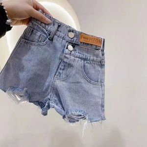 Meisjes denim shorts zomer dunne kinderen gescheurd buiten broek driequart soft kids 240510