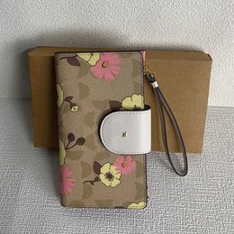 Cartera de diseñador para niñas, monederos de pulsera para mujer, carteras de lujo, tarjetero de cuero, monedero elegante con estampado de flores, bolso de mano para mujer 230712