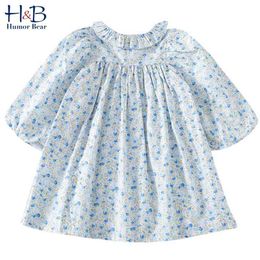 Meisjes jurk kinderkleding prinses lange mouwen landelijke bladerdeeg schimmel bloemen kinderen 210611