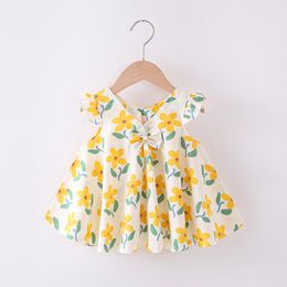 Robe de filles Coton Été Nouveau bébé robe princesse Petite fille jupe coréenne Children pour enfants Côtes courtes