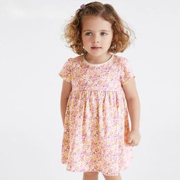 Meisjesjurk Europees en Amerikaanse stijl Fashion Girls Floral Princess Dress 2024 Zomer nieuwe kinderjurk