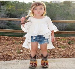 Girls Dress Girls Shorts Designer Brand Kids Toddler Kids Baby Girls Summer Outfits Kleding Dovetail Dress Denim Shorts 2pcs Set7030040