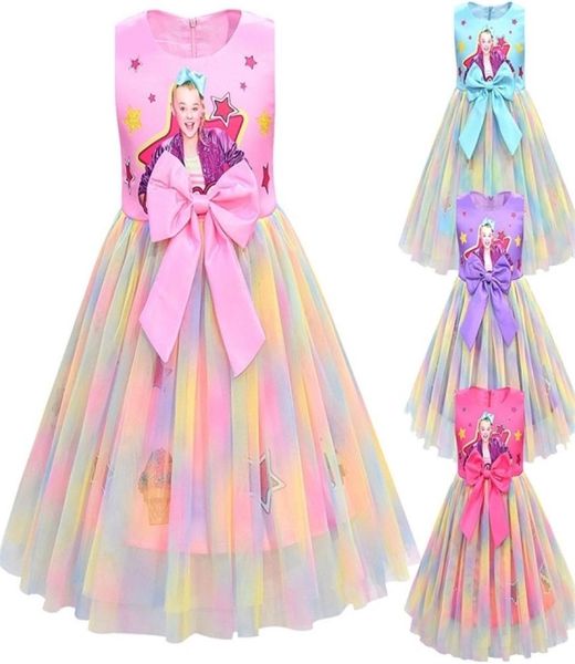 Robe de filles jojo siwa robes à arc en maille pour enfants anniversaire de Noël de fête jojo siwa princesse robe 09244426570