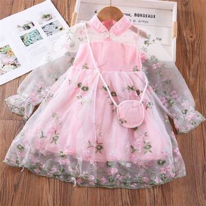 Meisjesjurk Kinderkleding Zomermerk Baby met sjerpen Robe Fille Character Princess Jurk Kinderen vestido kleding 211027