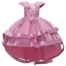 Meisjesjurk zeemeermin gelaagdheid trouwjurk kinderen jurken voor meisjes elegante prinses jurk carnaval feest kinderen kleding vestido g220506