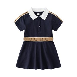 Filles robe à manches courtes été mode coton solide robe enfant en bas âge fille tenues enfants vêtements 1-6 ans