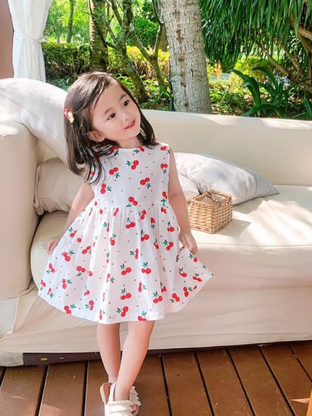 Filles robe d'été motif floral jupe pour enfants 100% coton coton robe salon mignon confortable baby plage porte des enfants vêtements décontractés 240518