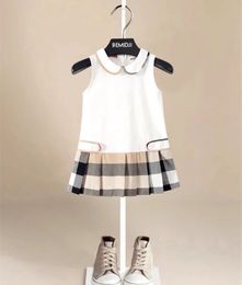 Robe de filles pour enfants pour enfants robes de coton bébé filles robe plissée enfants vêtements sans manches