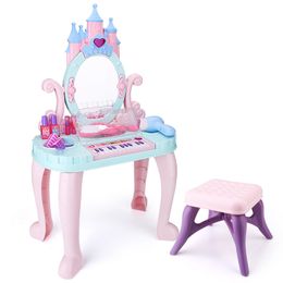 Meisjes dressoir set kleurrijke prinses dressing tafel cosmetica make-up dressoir rollenspel pretends spelen speelgoed meisjes games LJ201009