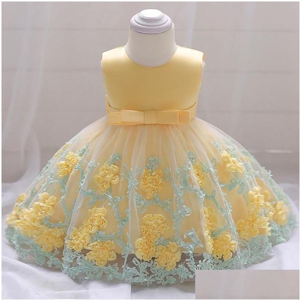 Robes de filles robe de bébé né fleur broderie princesse pour la première année 1ère année fête d'anniversaire costume de carnaval livraison directe enfants Materni Dhnvc