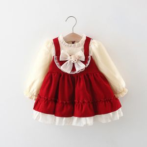 Meisjesjurken Babymeisjesjurk Herfst en winter Lange mouwen Warm rood Prinses Mode Koreaanse versie Pluche kleding 231124