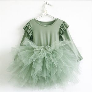 Robes de filles bébé fille princesse tulle moelleux à manches longues infantile enfant en bas âge gonflé tutu noir vert fête pageant vêtements de danse 110y 220915