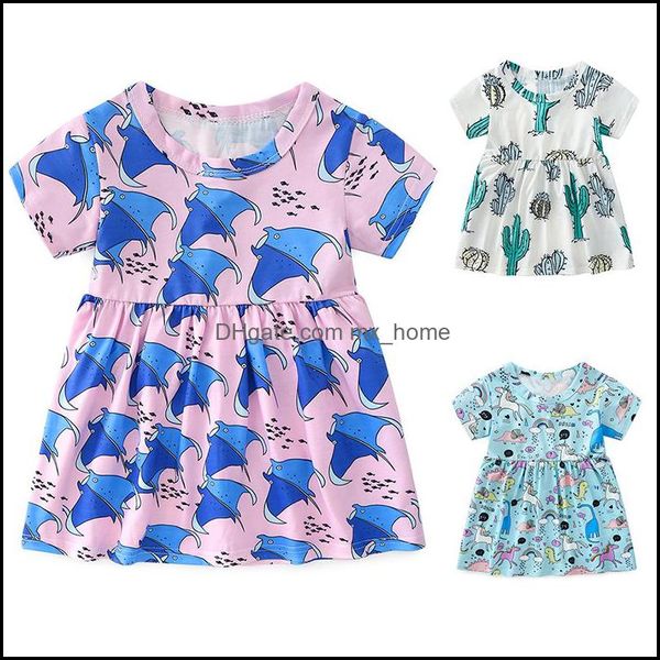 Robes de filles vêtements pour enfants bébé, vêtements de maternité dessin animé arc-en-ciel Cactus robe imprimée enfants princesse été Boutique mode Kore