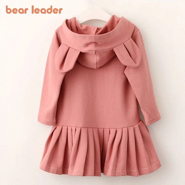 Robes pour filles Bear Leader, chemisier de marque pour bébé, oreilles de lapin, capuche froncée, manches longues, vêtements pour enfants, 231013