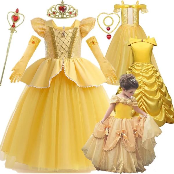 Vestidos para niñas Bella Bestia Bella Princesa para fiesta de cumpleaños Vestir Carnaval de Pascua Cosplay Rendimiento Disfraz de Halloween para niños 231124