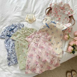 Meisjes jurken cheongsam zomer nieuwe kinderen Chinese stijl kleine meisje super onsterfelijk Chinese prinses uit één stuk jurk 90-140 n0a5#