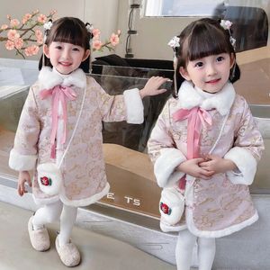 Vestidos para niñas Cheongsam Invierno 210 años Año Bordado Engrosamiento Niños Niña Estilo chino tradicional Vestido étnico Tang 231124