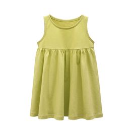 Meisjes jurken kinderen meisjes mouwloze aline jurk zomer jurk Kid kleding katoen peuter Sundress prinses jurken geel groen 230224 230520