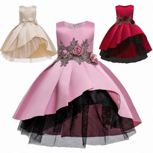 Robe de filles Enfants Robe de gilet d'été Robe de fleur de princesse Vêtements pour enfants Toddler Youth Fishtail Jirts Jupe imprimée plissée Robe brodée SI 10IQ #