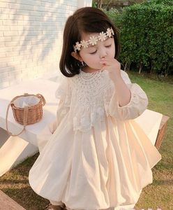 Meisjesjurken Kinderkleding Lente en herfst Koreaanse versie van kanten prinsessenjurk met lange mouwen 230914