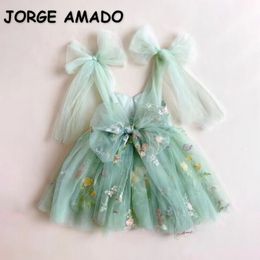 Vestidos para niñas Pascua Niños Niña Verano Arco floral Sin mangas Danza Rendimiento Ropa E1236 230217