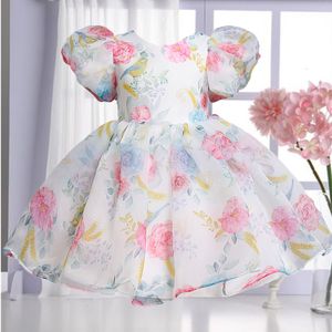 Meisjes Jurken Elegante Bloem Bladerdeeg Mouw Voor Bruiloften Kids Formele Verjaardagsfeestje Fee Prinses Doek Kinderen Tule Vestidos 230607