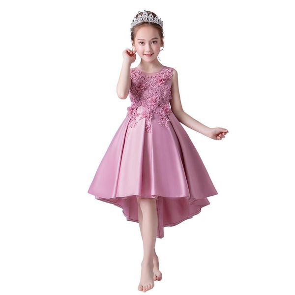 Vestidos para niñas Moda princesa falda para niños tendencia transpirable encaje malla flor bordado ropa A06214m