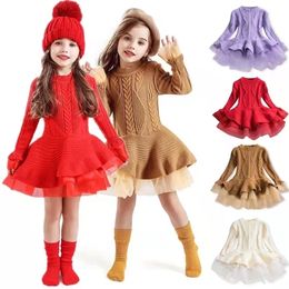 Vestiti per ragazze Bambini Tutu Dress Autunno Inverno Chiffon lavorato a maglia Festa di compleanno per bambini Vestiti per bambini 221117