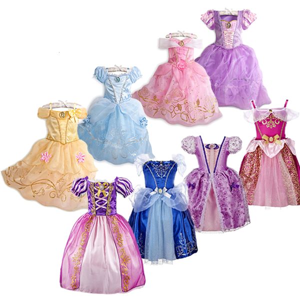 Vestidos para niñas Little Girl Rapunzel Costume Party Fancy Princess Dress Christmas Cosplay Belle Sleeping Beauty Carnival Disguise 230608