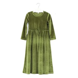 Meisjes jurken lange mouwen kinderkleding glanzend fluwelen herfstwinter meisje kinderen kleding comfortabele jurk 240403