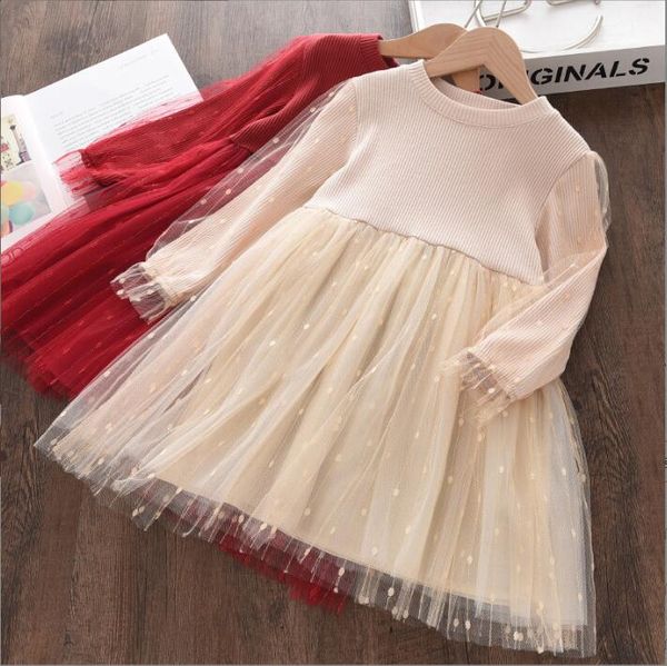 Vestidos para niñas Vestidos de suéter de punto de malla Ropa de diseñador para niños Adolescentes Princesa Vestido de gasa de tul Bebé Fiesta de cumpleaños de Navidad Ropa elegante BC207